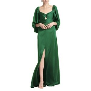 $795 NWT SACHIN & BABI Angelina Gown Emerald Green Maxi Dress Slit V-Neck SZ 2‎